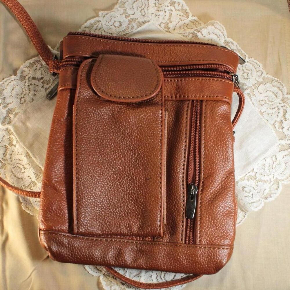 Gorpcore brown faux leather crossbody purse